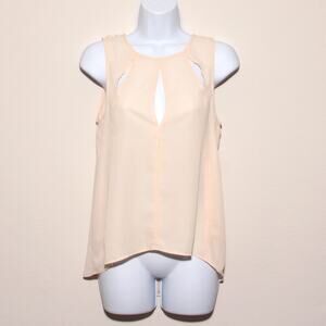 NEW Silence + Noise Slit front Sleeveless Top Size Small High Low Hem Peach